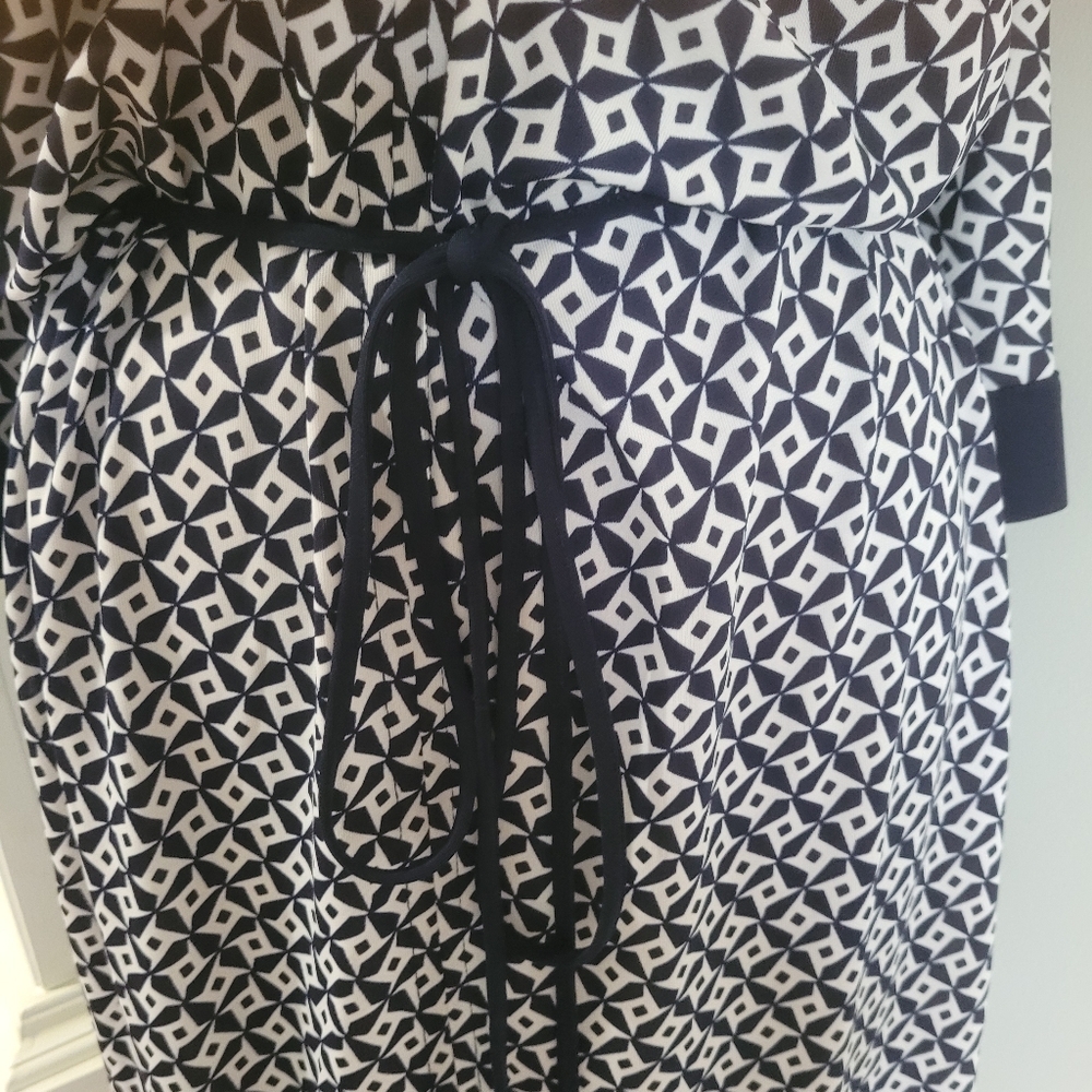 Ralph Lauren Navy and White Geometric Midi Dress - Picture 4 of 8